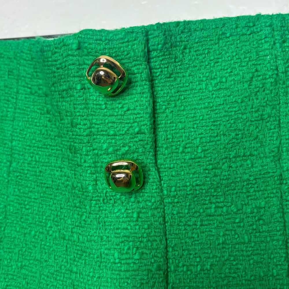 NWT Zara Green High Rise Textured Gold Button Detail Mini Skirt Size Small - Picture 3 of 6